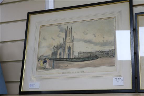 Two etchings with aquatint of Brighton views and three British Isles maps